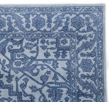 Floral Bleu Clair Oriental Oushak Touffeté à la Main 100% Laine Zone Tapis