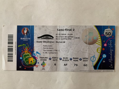 Ticket match uefa - ticket, 2016
