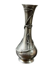 ANCIEN VASE SOLIFLORE ÉTAIN BLASON CHÂTEAU ARMOIRIE