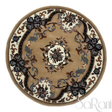 Tapis Moderne Floral Couchage Court Rond Beige Bleu Rose Salon Tapis Chevet