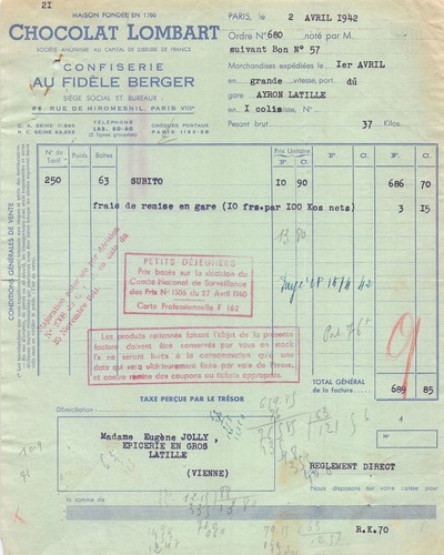 1942 confiserie fidele - confiserie,