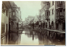 Suisse, inondations à Rorschach Vintage albumen print.  Tirage albuminé  10x