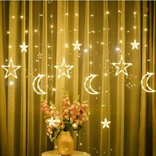 Filet lumineux LED étoile lune Ramadan Aïd Moubarak fenêtre extérieure lumières fées