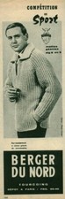 Publicité ancienne laine Berger du Nord 1961 issue de magazine