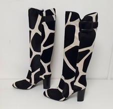 ROGER VIVIER Bottes Femmes Motif Girafe Noir blanc Pointure 38 Peau de veau