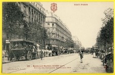 cpa Très RARE 75 - PARIS OMNIBUS HIPPOMOBILE Arrivée des CALAISIENS Bd BARBÈS