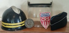 Ancien Ensemble police nationale CRS/casque ancien/insigne/calot police/medaille