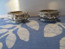 2 salerons en argent et verrine en cristal