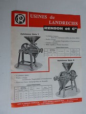  prospectus catalogue agricole  RENSON ET Cie : aplatisseur série R & T & RCM