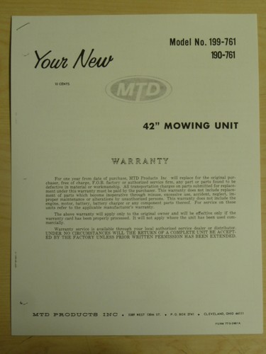 Vintage mtd mowing - vintage, 42'