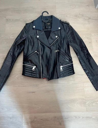 Veste cuire brillant maje - veste,