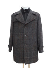 Court Homme Manteau en Laine Gris/Noir/Rouge à Carreaux Amovible Gr. XL