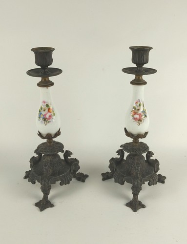 Paire bougeoirs tripodes - de,