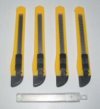 Lot 4 Cutter en Plastique Jaune 9 mm + Etui 10 Lames Bricolage Loisirs Créatif