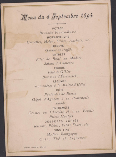 Menu ancien daté - ancien, 4