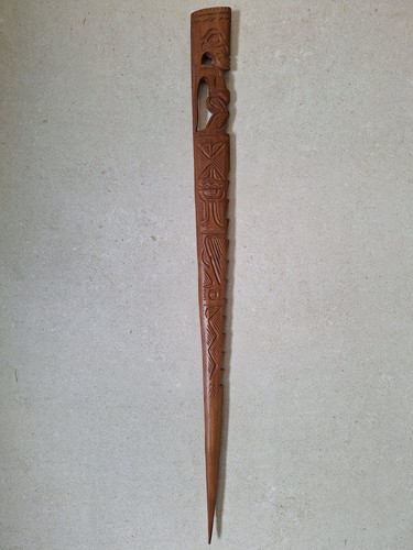 Pagaie bois sculpté tiki - pagaie,