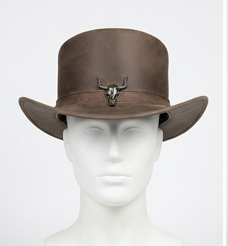 Chapeau haut forme cuir - haut, en