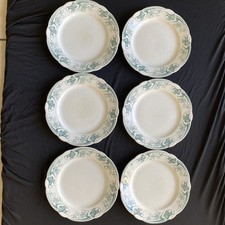 6 Assiettes Plates Faïence Lunéville KG Modèle Lucy Décor Floral Art Nouveau