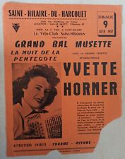 Flyer Yvette Horner. Accordéon accordion 9 juin 1957