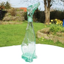 Grande carafe vintage chien Lévrier en verre d'Empoli