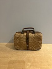 Mini Sac à Main Panier Minaudière en Paille Osier À Restaurer