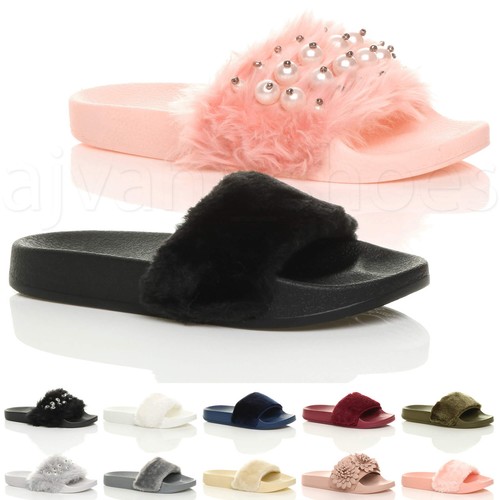 Femmes fourrure tongs sandales