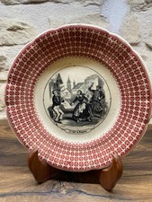 Assiette ancienne illustrée – Sarreguemines – Série humoristique « Le duel "