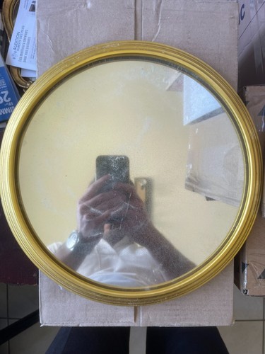 Miroir rond murale doré - murale,