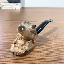 Pipe ancienne en bois sculpté - Tête de sultan - Artisanat vintage 1950