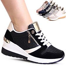 Chaussures Femme Sneaker À Talon Wedge Halbschuhe Plateau Baskets Lacets
