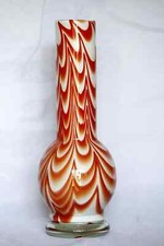 Vase opaline blanche vagues oranges vintage Pop 70s Carlo Moretti  Space Age