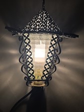 lanterne suspension tôle perforée et verre vintage 1950 Mategot