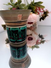 Vase Céramique Keramis Bhohr Lava Émaillé bleu Rouge west Germany parfait...