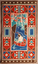 Native American Paddling Canoe