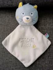 1926🌟Doudou Sucre D'orge Chat Ours Plat Blanc Bleu Jaune Petit Chat  Joueur