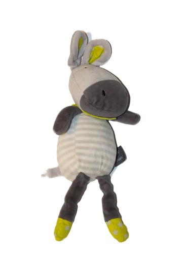 Doudou ane gris jaune - doudou, etoiles