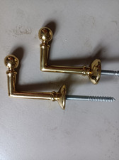 Porte embrasses de rideaux anciens laiton massif avec gonds Boule LOT DE 2