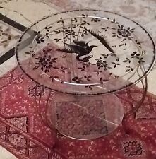 Table basse vintage des années 50 ' 60  en fil doré à  double plateau en verre 