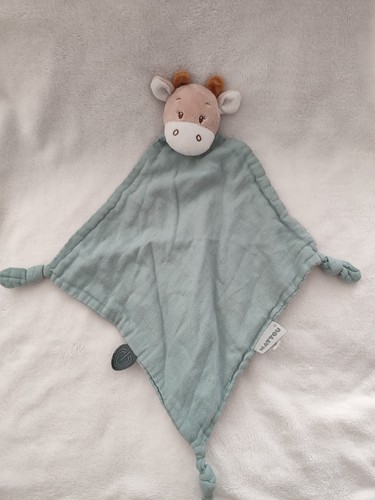 Doudou vache plat losange - doudou, bleu