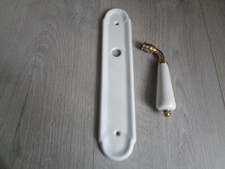 PLAQUE DE PROPRETE + POIGNEE DE PORTE BEQUILLE EN PORCELAINE BLANCHE LIMOGES