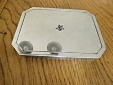 Etui à cigarette en métal (étain) argenté monogrammé A R