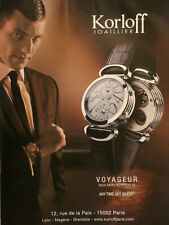 PUBLICITÉ DE PRESSE 2011 MONTRE VOYAGEUR 2 FACES REVERSIBLE - KORLOFF JOAILLER