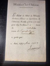 Certificat d'un garde suisse de 1817 ministere de l interieur