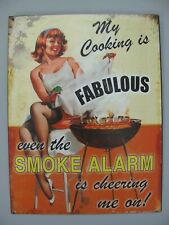 9977666 Peinture Murale Panneau Métallique Vintage Fumée Alarme Barbecue Pin-Up