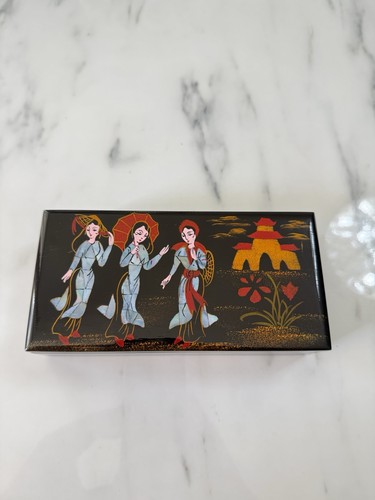 Antique black lacquer box - black,