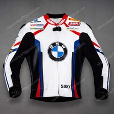 BMW Veste en Cuir de Moto Hommes Veste Motard en Cuir Veste en Cuir de Motard CE