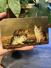 Tableau & Peinture Huile Sur Panneau Chat Jouant Painting Cat