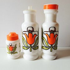 Service à Condiment EGIZIA Made In Italy, Fleur Orange, Annees 70's Vintage