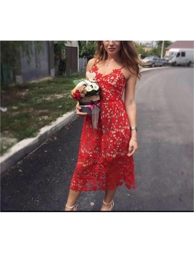 Robe autoportrait rouge - , pour