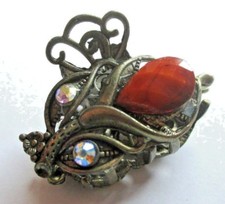 pince à cheveux attache foulard bijou accessoire vintage bronze cristaux 5183